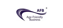 A logo of the age-friendly business