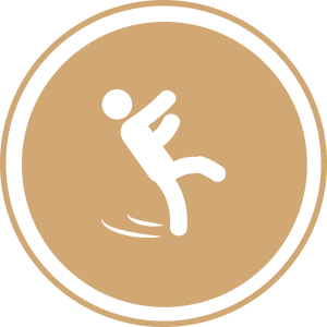 Fall Prevention A white person is jumping in the air
