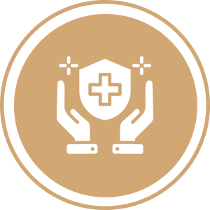 Medication Management A picture of a person holding their hands over the shield.